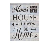SMGLRUEAT Farmhouse Mom Quote Metal Tin Sign Moms House Is Home Rustic Wall Decor Plaque for Kitchen Living Room Family Room 8 X 12 in