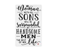 SMGLRUEAT Woman with All Sons Funny Quote Metal Tin Sign Vintage Rustic Family Wall Plaque for Moms Home or Kitchen 8 X 12 inch