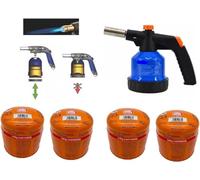 SMH LINE® Brûleur à gaz avec 4 cartouches à souder chalumeau à souder Allume-gaz Bunsen Brûleur à gaz avec flamme réglable Allumage piézo Soudure, SM-142