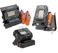 SMH LINE® Chauffage à gaz portable 2 en 1 pour camping, tente d'extérieur, caravane, réchaud 1,3 kW + cartouches de butane en céramique (chauffage au gaz + 4 cartouches)