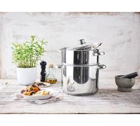 SMH LINE couscoussier 12L Cuiseur vapeur - 12 l - En acier inoxydable - Avec couvercle en verre - Pour tous les types de plaques de cuisson