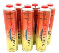 SMH LINE® Lot de 6 cartouches de gaz universelles de 600 ml pour réchaud à gaz, désherbeur, brûleur à gaz, mélange propane butane 7/16", filetage européen EN417, cartouche à vis, appareil