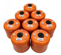 SMH LINE® Lot de 8 cartouches à visser butane de 500 g - Filetage universel 7/16 - Cartouches de gaz à valve EN 417 - Pour réchaud de camping - Chauffage à gaz - Chalumeau à souder