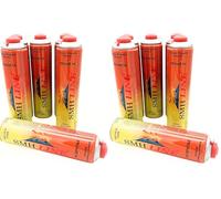 SMH LINE® Lot de 8 cartouches de gaz universelles de 600 ml pour réchaud à gaz de camping, désherbage, brûleur à gaz, mélange propane butane 7/16", filetage européen EN417, cartouche à visser