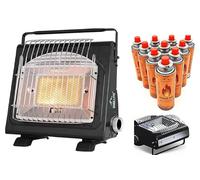 SMH LINE® Réchaud à gaz portable 2 en 1 + 20 cartouches de gaz 227 g - Chauffage à gaz de camping - Chauffage d'extérieur pour tentes, caravanes - Brûleur 1,7 kW + cartouches de gaz butane - Chauffage