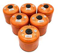 SMHLINE Lot de 6 cartouches à visser au butane de 500 g - Filetage universel 7/16 - Cartouches de gaz à valve EN 417 - Pour réchaud de camping - Chalumeau à souder - Orange