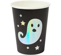 Smiffys 56501 Ghost Vaisselle, 8 gobelets de fête, unisexe, adulte, multicolore, taille unique