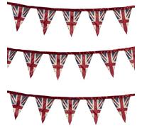 Smiffys Banderole à fanions en tissu Union Jack, Imprimé Style Vintage, 3 mètres, satin Halloween