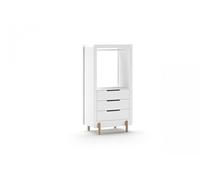 Vipack Armoire SMILE – à étagères, 3 tiroirs, tablette et tringle à vêtements – MDF laqué blanc