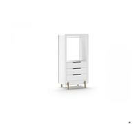 Vipack Armoire SMILE – à étagères, 3 tiroirs, tablette et tringle à vêtements – MDF laqué blanc