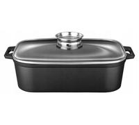 Smile SBR-3 Cocotte multifonction 7 L avec couvercle aromatique – fonte d'aluminium, induction, compatible four, 34,5 x 24,5 cm, revêtement antiadhésif, noir