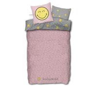Smiley Parure de lit pour fille 135 x 200 cm Rose 135 x 200 cm