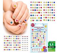 Smiley Stickers Ongles Enfant - Autocollants Ongles Auto-Adhésifs, Nail Art Enfant pour Filles - 72 Stickers + 24 Strass 3D, Facile à Poser et Retirer, Idée Cadeau Anniversaire