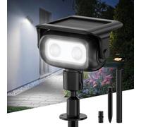 Smiling Shark Lampe Solaire Exterieur Jardin, Réglable Spot Solaire Exterieur avec Detecteur de Mouvement 4 Modes & 2 Montage Étanche LED Projecteur Solaire pour Allée Chemin (1, Blanc Froid)