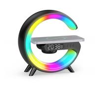 Smiling Shark Lampes de Réveil, Intelligente Ambiance Lumière avec Charge Sans Fil et Haut-Parleur Bluetooth Simulateur D'aube Bouton Contrôle 10 Mode Lumière Lampe de Reveil pour Chambre Salon