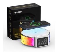 Smiling Shark Lumière de Réveil, Intelligente Lampes Réveil Chargeur sans Fil avec 3 Niveaux et Éclairage RGB Contrôle Tactile Ambiance Veilleuse Reveil Lampe de Chevet Charge pour Chambre Décor