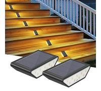 Smiling Shark Lumiere Solaire Exterieur, Lot de 2 LED Lampes Solaires D'escalier Blanc Chaud Éclairage À Double Face IP67 Étanches Lumiere Solaire Escalier Pour Jardin Allée Patio