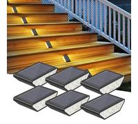 Smiling Shark Lumiere Solaire Exterieur, Lot de 6 LED Lampes Solaires D'escalier Blanc Chaud Éclairage À Double Face IP65 Étanches Lumiere Solaire Escalier Pour Jardin Allée Patio