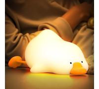 Smiling Shark Mignon LED Veilleuse Enfants, Oie Lampe de Chevet pour Enfant Tactile Contrôle 1200mAh Rechargeable 3 Luminosité & RGB Kawaii Silicone Veilleuse Bébé avec Timer pour Cadeaux Décoration