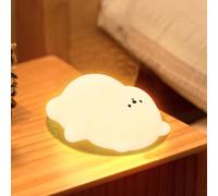 Smiling Shark Mignon LED Veilleuse Enfants, Ours Lampe de Chevet pour Enfant Tactile Contrôle 1200mAh Rechargeable 3 Luminosité & RGB Kawaii Silicone Veilleuse Bébé avec Timer pour Cadeaux Décoration