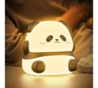 Smiling Shark Mignon LED Veilleuse Enfants, Panda Lampe de Chevet pour Enfant Tactile Contrôle 1200mAh Rechargeable 3 Luminosité & RGB Kawaii Silicone Veilleuse Bébé avec Timer pour Cadeaux Décoration