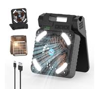Smiling Shark Ventilateur de Camping avec LED, Portable Ventilateur Extérieur pour Tente avec Lumière USB Rechargeable 90°Pliable 4 Vitesses Solaire Ventiladores de Camping pour Pêche Randonnée Voyage