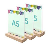 Smiluna Lot de 3 présentoirs de table transparents (A4X3 Angle oblique) | Modèle Vertical Support Plexiglass A4, Double Face Destiné à L'affichage D'informations dans Restaurants, Magasins et Bureaux