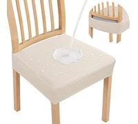 smiry Lot de 4 Housses de siège imperméables pour chaises de Salle à Manger en Tissu Jacquard Extensible Amovible et Lavable - Pas de Housse arrière Beige