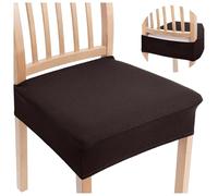 smiry Lot de 6 Housses de siège en Tissu Jacquard Extensible, Amovible et Lavable pour chaises de Salle à Manger - Pas de Housses arrière - Marron