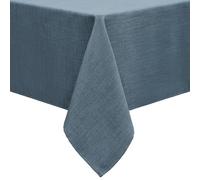 smiry Nappe aspect lin lavable effet lotus rectangulaire 130 x 160 cm - Nappe en lin - Nappe imperméable - Nappe de table anti-taches - Bleu
