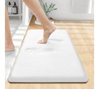 smiry Tapis de Bain en Mousse à mémoire de Forme Extra Doux et Absorbant et antidérapant pour Douche, Salle de Bains (61 x 40,6 cm, Blanc)