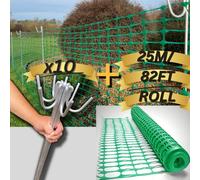 Smith & Barker Lot de 10 piquets de clôture galvanisés de qualité supérieure longue durée avec barrière temporaire de 25 m en maille 130 g/m² pour extérieur jardin en plastique