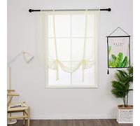 SMITHOOM 1 Pièce Store Romain Classiques Couleur Unie Translucide Rideaux Voilages Vertical Poche de Tige pour Chambre Balcon Salon Cuisine, Beige, Largeur 80cm/Hauteur 120cm