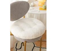 SMIUPIN Coussin de Chaise Confortable en Laine d'agneau, Coussin de siège de Chaise Doux et Pelucheux, Coussin de siège pour la méditation à la Maison et au Bureau(35cm, Rond-Blanc)