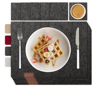smøla Lot de 12 sets de table en feutre de qualité supérieure avec dessous de verre I Sets de table lavables gris foncé I Set de table avec dessous de verre en feutre pour assiettes et verres I