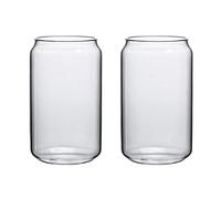 SMLJFO Lot de 2 verres en forme de canette de 395 ml pour café glacé, whisky, jus de fruits, pour la maison, fête, cocktail, whisky, vin