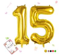 Smlpuame Ballons Anniversaire 15 Ans - 101cm - Ballon Chiffre 0-9 10-19 20 30 40 50 60 70 80 90 100 Or, Gonflable Grand Hélium Mariages Party et Happy Birthday Fête Decoration