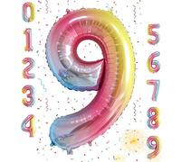 Smlpuame Foil Ballons Chiffre 9 Dégradé Rose - 101cm - Gonflable Grand Hélium Ballon 0-9 10-19 20 30 40 50 60 70 80 90 100, Décoration de Ballons Géants pour Mariages Party et Happy Birthday Fête