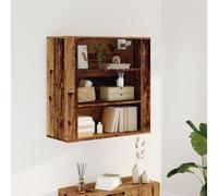 smnyxs Armoire Murale Vieux Bois 80x33x80 cm Bois d'Ingénierie | 3 étagères,design mural,bois d'ingénierie,style vieux bois,rangement polyvalent,buffet haut