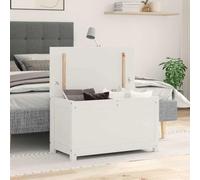 smnyxs Boîte de Rangement Blanc 80x40x45,5 cm Bois Massif de Pin | Grain droit et nœuds naturels, couvercle à levage hydraulique à gaz, cadre en bois robuste, manuel de montage inclus