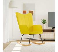 smnyxs Chaise à Bascule Jaune Moutarde Tissu avec Cadre en Acier pour Salon | Fauteuil relaxant, rails bascule en bois, design moderne, assise rembourrée, usage intérieur