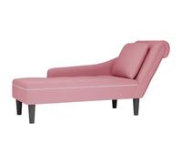 smnyxs Fauteuil Long Velours Rose avec Coussin Lombaire et Accoudoir Droit | Velours doux, mousse résiliente, capitonnage boutons, coussin lombaire inclus, usage salon chambre bureau