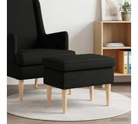 smnyxs Pouf Noir en Tissu 55x35x41 cm avec Cadre Bois de Caoutchouc | Repose-pieds ou siège d'appoint, housse déhoussable par zip, pieds effilés design, entretien par chiffon sec, style