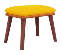 smnyxs Repose-Pied Jaune Moutarde 45x29,5x35 cm Tissu et Similicuir | Tabouret compact, pieds en bois d'hévéa, tissu respirant, similicuir, intérieur, canapé, fauteuil