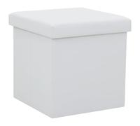 smnyxs Tabouret de Rangement Pliable Blanc Similicuir MDF | Dessus amovible, rangement spacieux, siège d'appoint, assemblage facile, capacité 110 kg, pliable gain de place