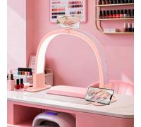SMOCTAR Lampe Demi Lune Onglerie, Lampe Ongles Table Demi-lune, Lampes Esthetique - 3 Modes de Couleur et 10 Niveaux de Luminosité Réglables pour Tatouage, Extensions de cils, Beauté (Rose)