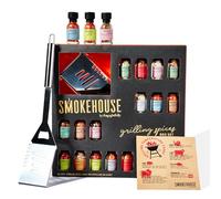 Smokehouse by Thoughtfully Coffret BBQ - 15 Épices, Spatule, Aimant | 13 rubs BBQ et 2 sels avec spatule de barbecue et aimant - set pour maîtres du grill - Smokehouse by Thoughtfully