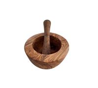 SmokeMax® / Set mortier et pilon en bois d'olivier / mortier en bois / mortier à herbes / mortier à épices / env. 14 cm