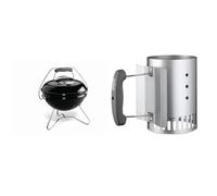Smokey Joe Premium Charcoal Grill Ø 37 cm & Cheminée d’Allumage Compacte Rapidfire (20,32cm H x 14,73cm L x 26,42cm P), Métal