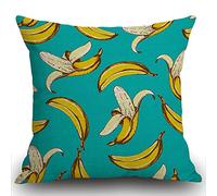 Smooffly Housse de coussin motif fruits avec banane, nature tropicale, été, couleur vive, douce, savoureuse, jaune, taie d'oreiller décorative pour salon, canapé, lit, 45 x 45 cm 18x18 pouces